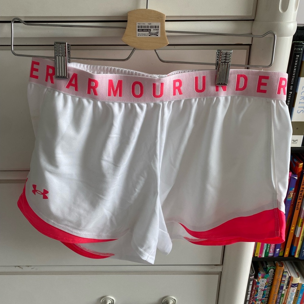 Under Armour Women's Athletic Shorts in White and Pink